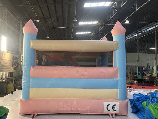 Pink and Blue Princess Pastel Castle Inflatable Bounce House with Slide