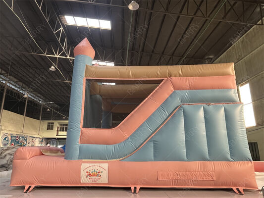 Pink and Blue Princess Pastel Castle Inflatable Bounce House with Slide