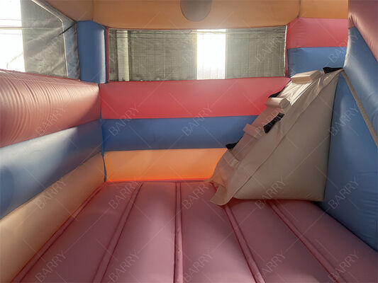 Pink and Blue Princess Pastel Castle Inflatable Bounce House with Slide