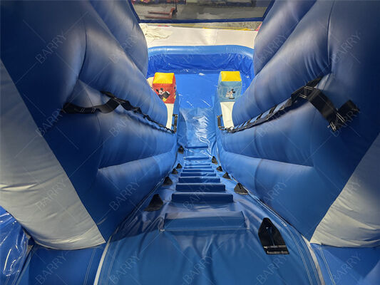 Commercial Blue Wave Kids Backyard PVC Inflatable Slide With Pool For Home Use