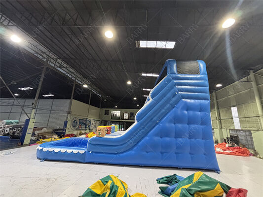 Commercial Blue Wave Kids Backyard PVC Inflatable Slide With Pool For Home Use