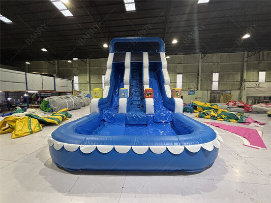 Commercial Blue Wave Kids Backyard PVC Inflatable Slide With Pool For Home Use