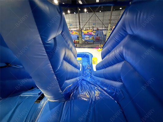 Commercial Blue Wave Kids Backyard PVC Inflatable Slide With Pool For Home Use