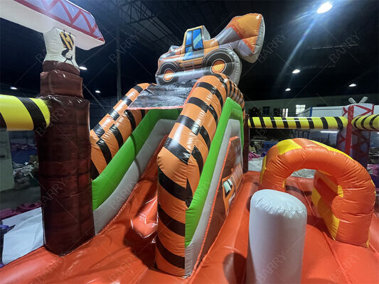 Construction Adventure Inflatable Combo | Bounce House + Slide + Splash Pool, All-In-One Kids Play System