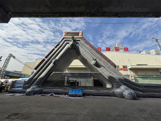 Commercial Grade Giant Inflatable Water Slide, Tropical Themed Dual Lane Wet/Dry Slide For Amusement Parks & Festivals