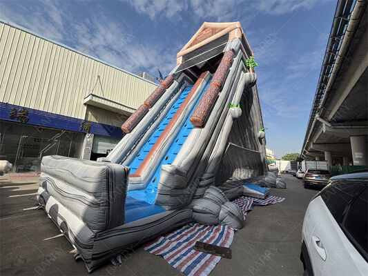 Commercial Grade Giant Inflatable Water Slide, Tropical Themed Dual Lane Wet/Dry Slide For Amusement Parks & Festivals