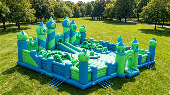 Commercial Grade Dinosaur Inflatable Playground - Large Bounce Castle With Obstacle Course & Slide, Perfect For Party Rentals, Amusement Parks & Events