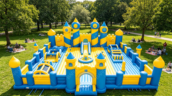 Inflatable Bounce House Combo | Giant Kids Playground with Slide, Obstacle Course & Jumping Area | Commercial PVC for Party Rentals, Schools & Festivals