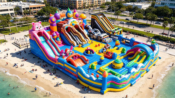 Colorful Giant Inflatable Fun City  Multi-Activity Bounce Park with 5+ Slides, Interactive Obstacles & Jumping Zones  Commercial PVC for Large Events, Festivals & Rental Business