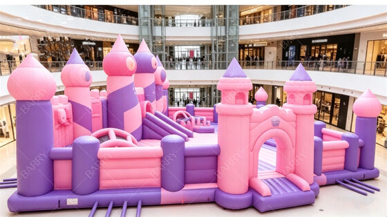 Giant Pastel Princess Castle Inflatable Playground | Multi-Activity Bounce House with Slides & Obstacles | Commercial PVC for Indoor Malls & Themed Events