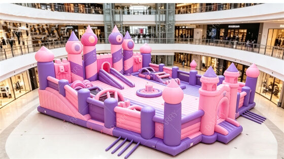 Giant Pastel Princess Castle Inflatable Playground | Multi-Activity Bounce House with Slides & Obstacles | Commercial PVC for Indoor Malls & Themed Events