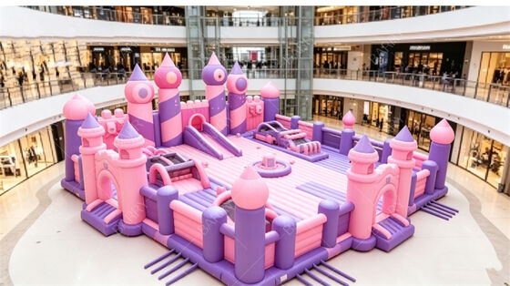 Giant Pastel Princess Castle Inflatable Playground | Multi-Activity Bounce House with Slides & Obstacles | Commercial PVC for Indoor Malls & Themed Events