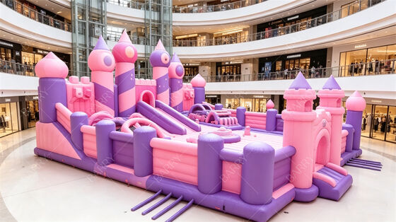 Giant Pastel Princess Castle Inflatable Playground | Multi-Activity Bounce House with Slides & Obstacles | Commercial PVC for Indoor Malls & Themed Events