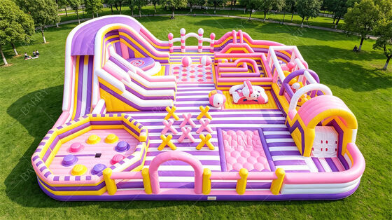 Neon Party Inflatable Fun City | All-in-One LED Light Bounce & Obstacle Course with Slide | Commercial PVC for Night Markets, Mall Events & Themed Parties