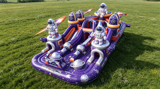 Purple Galaxy Astronaut Inflatable Playground | Educational Themed Bounce Castle With Slides & Planetary Obstacles | Commercial PVC For School & Museum Events