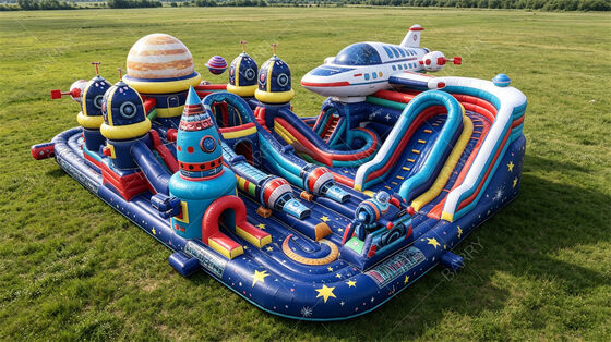 Galaxy-Themed Inflatable Fun City | Space Shuttle & Planet Bounce Park with Slides & Obstacles | Commercial PVC for Rental Businesses & Mall Activations