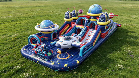 Purple Galaxy Moon Base Inflatable Playground | Commercial Grade Space Bounce Castle with Slides, Moon Pit & Astronaut Features | For Rental Businesses & Festivals