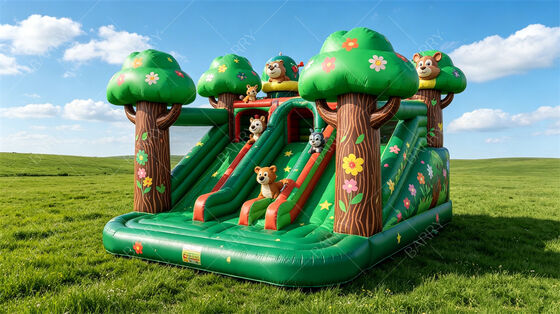 Jungle Treehouse Inflatable Bounce House with Slides | Commercial Kids Party Combo