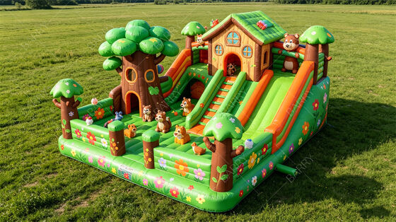 Jungle Treehouse Inflatable Bounce House with Slides | Commercial Kids Party Combo