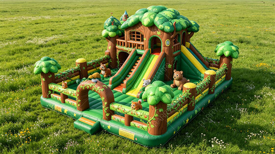 Jungle Treehouse Inflatable Bounce House with Slides | Commercial Kids Party Combo