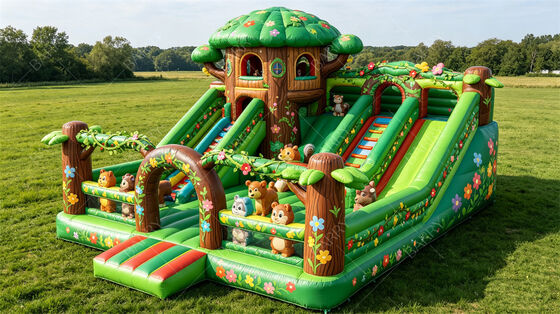 Jungle Treehouse Inflatable Bounce House with Slides | Commercial Kids Party Combo