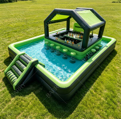 Premium Inflatable Floating Pool Bar With Slide & Canopy – Ultimate Backyard Water Party Station