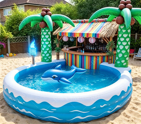 Tropical Tiki Inflatable Floating Pool Bar – Ultimate Backyard Luau Party Station