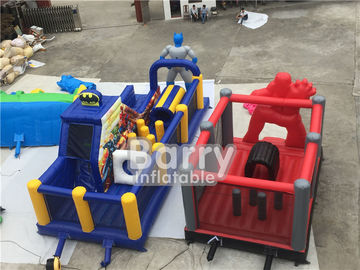 Custom Made Inflatable Obstacle Course With Batman Slide With PVC Tarp Materials