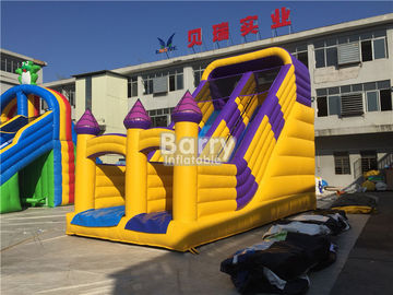 Yellow Small Castle Theme Kids Water Park Blow Up Inflatable Kids Slide / Garden Inflatable Cartoon Dry Slide