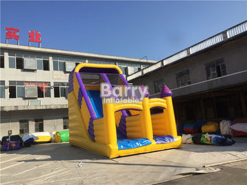 Yellow Small Castle Theme Kids Water Park Blow Up Inflatable Kids Slide / Garden Inflatable Cartoon Dry Slide