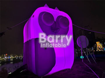 Customized Inflatable Advertising Products / Owl Animal Blow Up Cartoon For Lighting