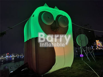 Customized Inflatable Advertising Products / Owl Animal Blow Up Cartoon For Lighting