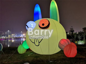 Outdoor Christmas Lovely Inflatable Rabbit Lighting Balloon For Advertisement