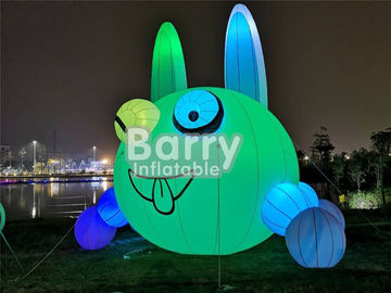 Outdoor Christmas Lovely Inflatable Rabbit Lighting Balloon For Advertisement