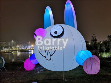 Outdoor Christmas Lovely Inflatable Rabbit Lighting Balloon For Advertisement