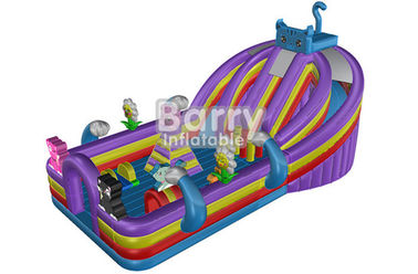 Custom Made Blue Cat Inflatable Toddler Playground / Kids Playground Equipment With Colorful Jumping Bounce House