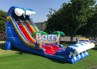 Giant Inflatable Water Slides For Adult , Commercial 24′ Shark Sighted Dual Lane Slide ,