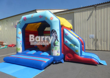 Beautiful Ocean Fish Inflatable Combo , Commercial Slide Inflatable Bounce House Castle For Sale