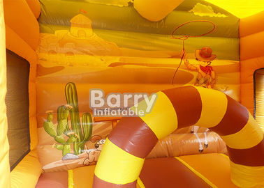 Western Theme Bouncy Jumping Castle / Inflatable Combo With Slide For Outdoor