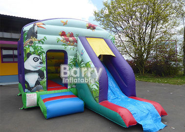 Commercial Jungle Theme Giant Inflatable Combo Tropical Bouncer With Slide