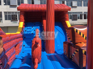 Playful Giant Pirate Ship Inflatable Bouncer Castle Combo With Slide