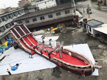 Giant Long Pirate Theme Inflatable  Water Slide With Pool For Big Event