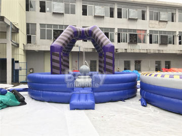 Last Man Standing Inflatable Interactive Games , Purple Outdoor Playground Equipment Wrecking Ball Game