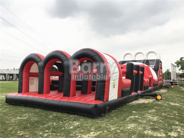 Red Great Commercial Obstacle Course Bounce House  , Inflatable Rush Extreme Obstacle