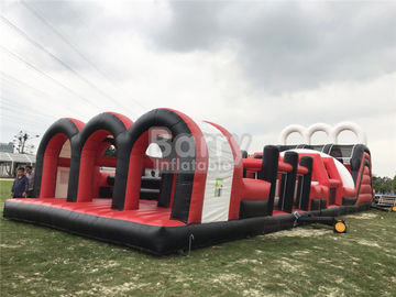 Red Great Commercial Obstacle Course Bounce House  , Inflatable Rush Extreme Obstacle