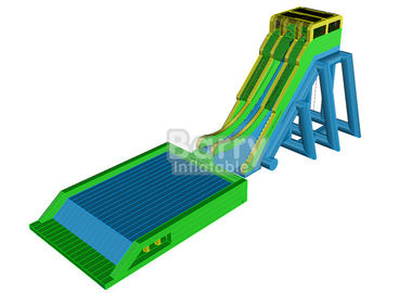 Outdoor Giant Inflatable Water Slide For Event , Tall Drop Kick Water Slide With Platform