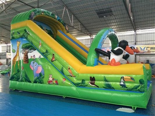 Cartoon  Theme Inflatable Floating Water Slide 7*4*5m Water Park Slide For Kids