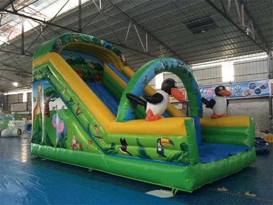 Cartoon  Theme Inflatable Floating Water Slide 7*4*5m Water Park Slide For Kids