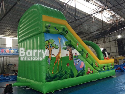 Cartoon  Theme Inflatable Floating Water Slide 7*4*5m Water Park Slide For Kids