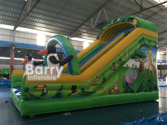 Cartoon  Theme Inflatable Floating Water Slide 7*4*5m Water Park Slide For Kids